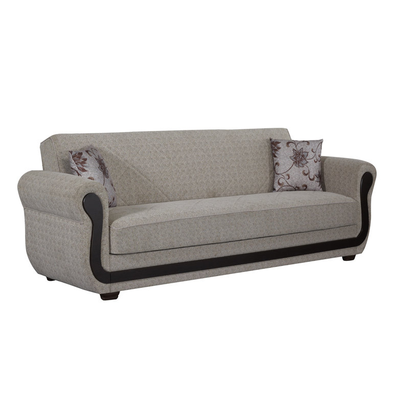 Canapé-lit en coton à accoudoirs arrondis de 91 po Zaylee, Beige