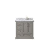 Boston 36 In. W X 22 In. D Right Offset Sink Bathroom Vanity In Elephant Skin Gray With 2 In. Carrara Marble