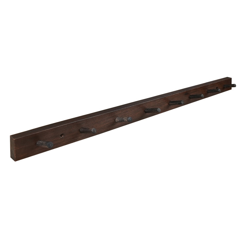Solid Wood Wall Wall Mounted Coat Rack, Dark Walnut, 2" H x 19.75" W x 0.75" D