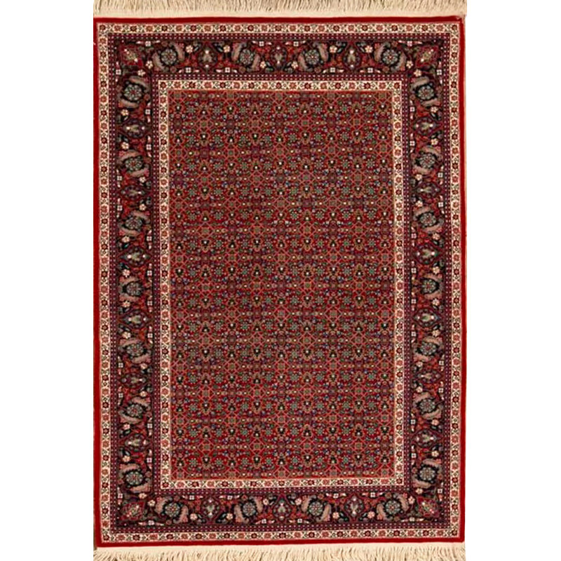 Tapis rouille et bleu marine de haute qualité noué à la main