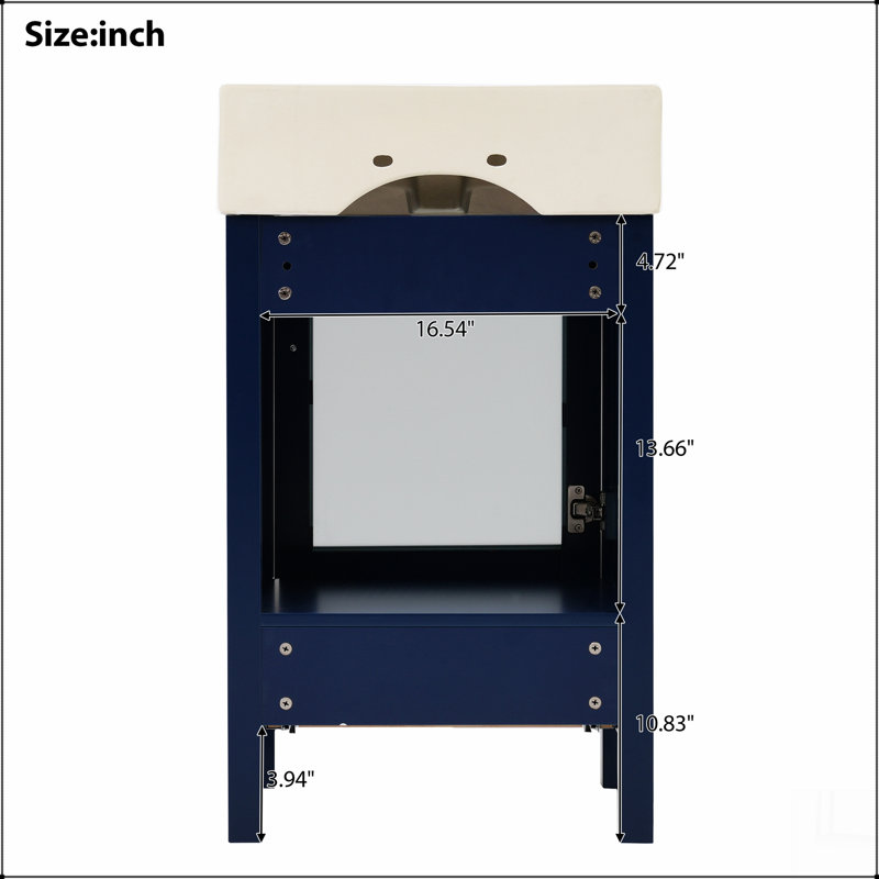 Meuble-lavabo de 20 pouces avec lavabo en céramique et beaucoup de rangement - idéal pour les petites salles de bain, Bleu