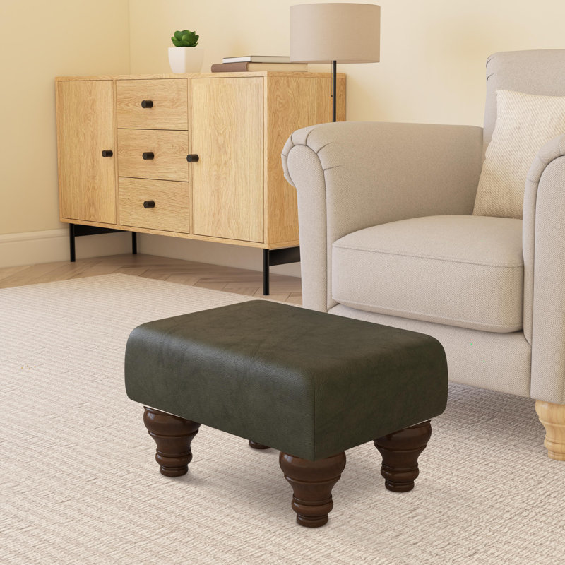 Collado Wood Turned Leg, Mahogany, Olive Green, Italian Leather