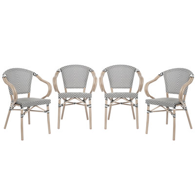 Damore All-Weather Commercial Paris Chairs with Arms and Metal Frame