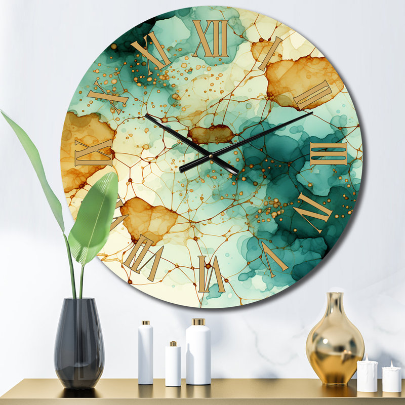 Matrice rétro sur nuage galactique rétro bleu sarcelle - Horloge murale transitionnelle, Petit