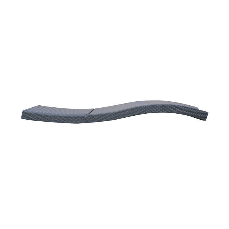 Contemporary Black HDPE Wicker Adjustable Chaise Lounge, 78"