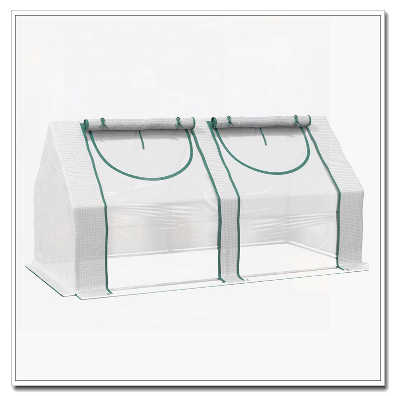 Outsunny 6' x 3' x 3' Portable Greenhouse, Garden Green House with 2 PE/Plastic Covers, Steel Frame and 2 Roll Up Windows, Clear