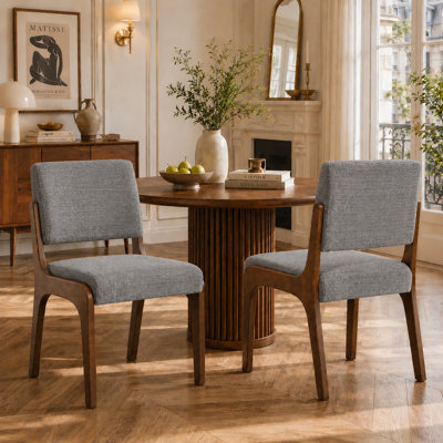 Mid-Century Modern Upholstered Dining Chairs Set of 2, Chenille Kitchen & Dining Room Chairs with Solid Wood Frame, Padded Seat, Modern Chairs for Kitchen, Living Room, Apartment