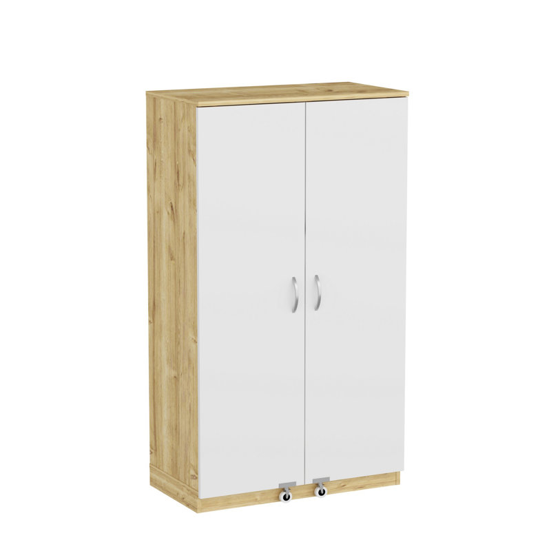 Multi-Purpose Cabinet, Oak & White, 35.4 x 62.2 x 19.0 inches | 100% Chipboard, Numerous Shelves | Wall-Mountable Design for Space Optimization | Ideal for Home, Office & Storage Solutions, Stylish & Functional