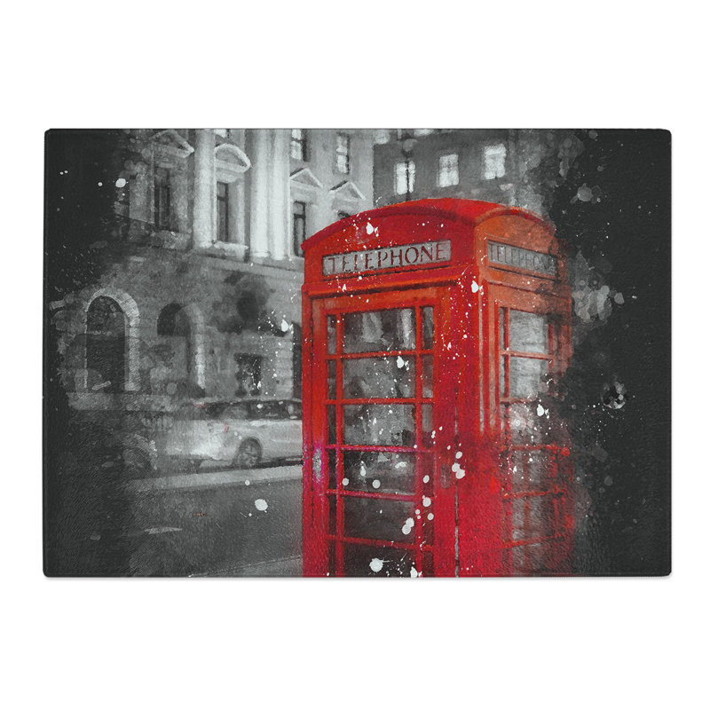 Telephone Box Paint Splash Chopping Board, 0.4cm H x 20cm W x 28.5cm L
