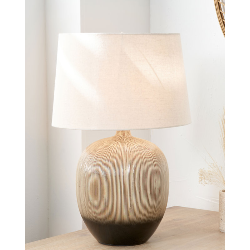 Greta Ceramic Table Lamp, Brown and Black