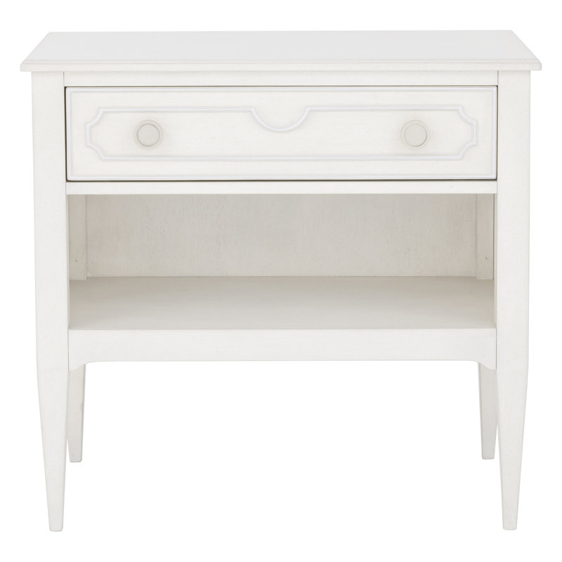 1 - Drawer Nightstand, Linen/Antique Pewter