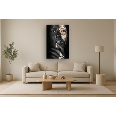 Pondering Gold Frameless Tempered Glass Wall Art - 40" x 60"