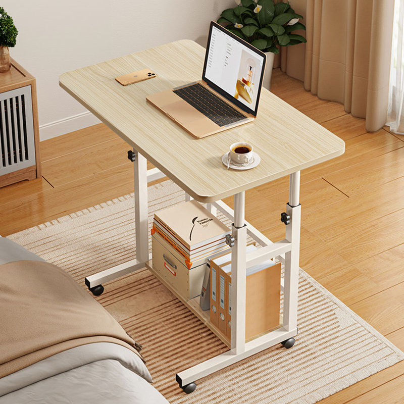 60cm Wide Adjustable Solid Wood Computer Desk, Light Brown