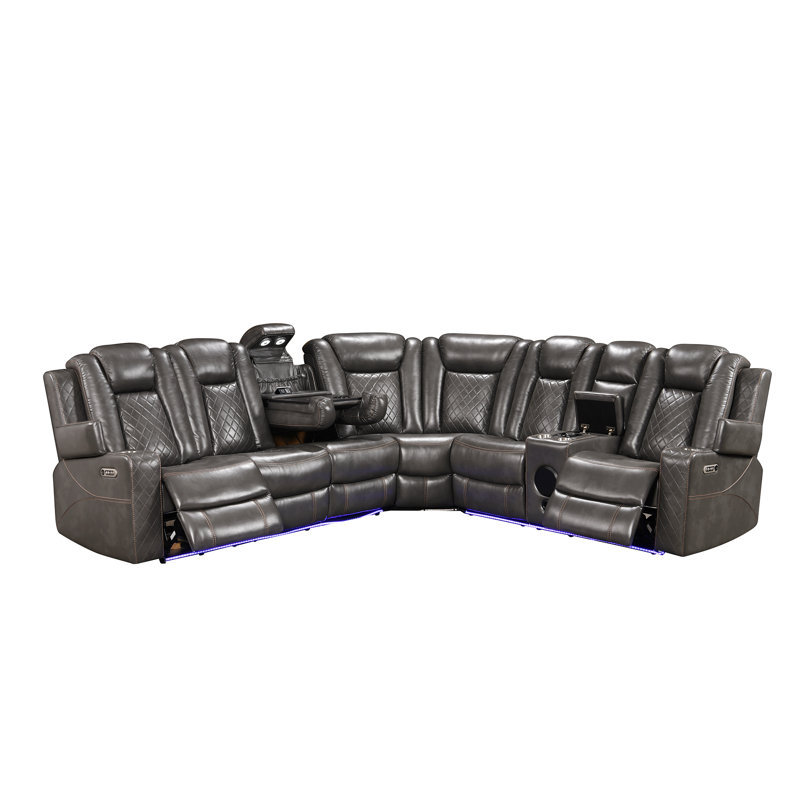 Power Recliner Sectional Gray