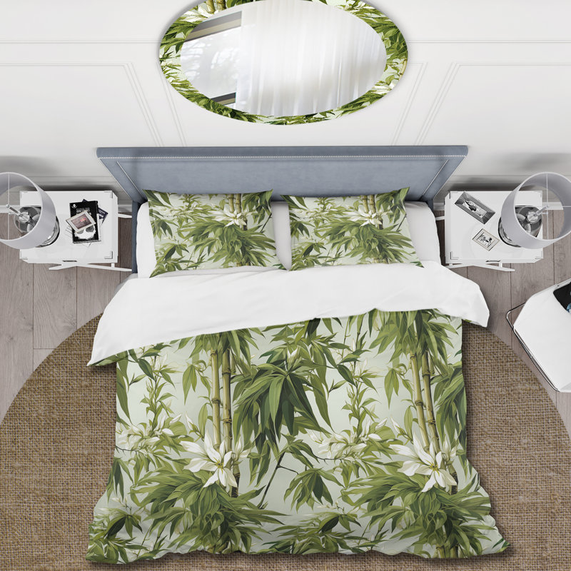 Bamboo Sanctuary II - Ensemble de housse de couette oriental - Microfibre de polyester