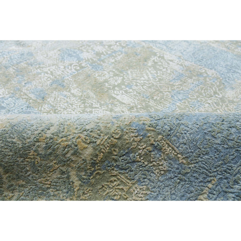 Geometric Area Rug in Beige/Blue/Ivory, Rectangle 12' x 15'