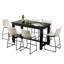 Ensemble de salle à manger à hauteur de comptoir industriel, table en bois patiné et chaises en cuir de polyuréthane, structure en métal-710460650-686549844