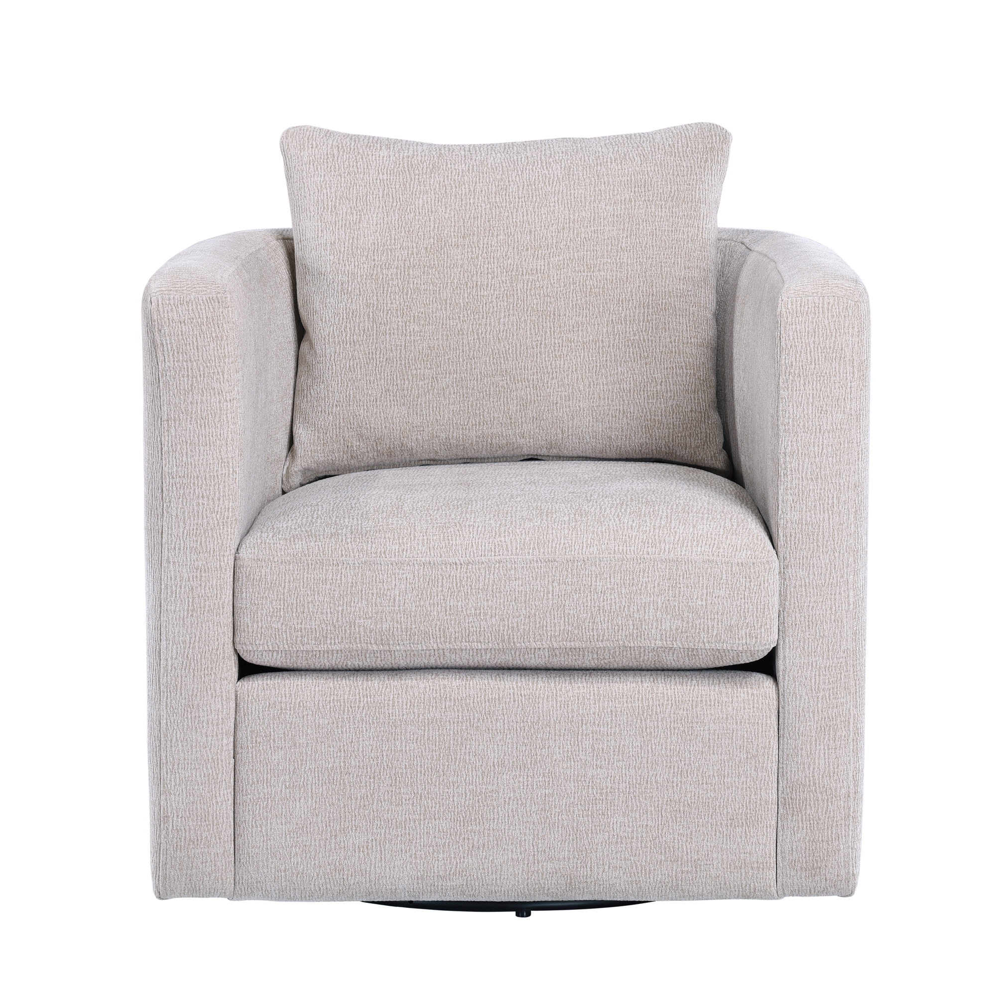 Fran Swivel Barrel Chair, Beige Polyester