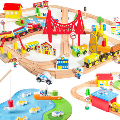110PCS Wooden Train Set