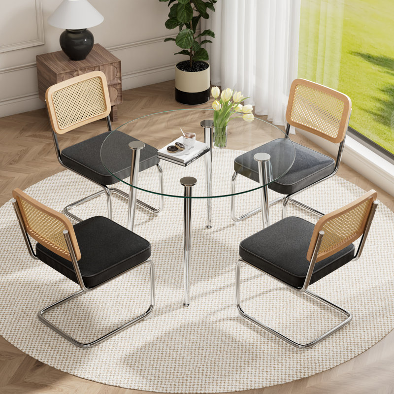 Ensemble de salle à manger 5 pièces, Noir, H 30 po x l 38,6 po x P 38,6 po, 5