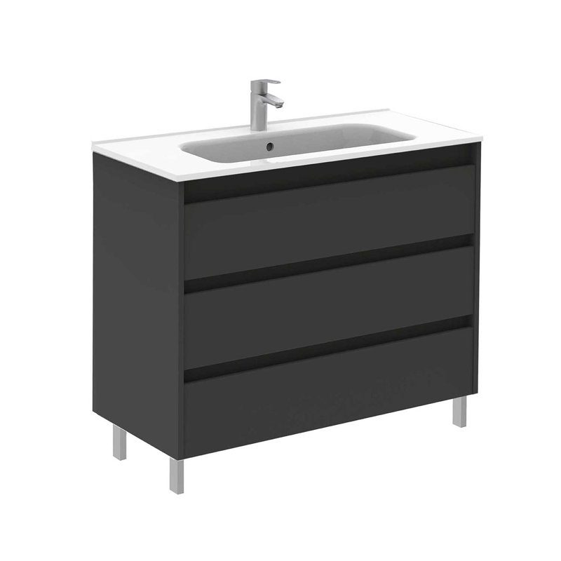 Ensemble de meuble-lavabo de salle de bain simple 40 po Mallie, Anthracite
