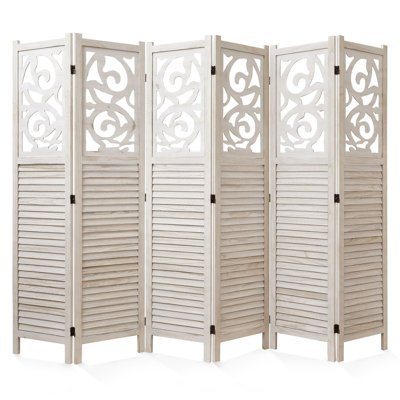 Carved Folding Room Divider, Freestanding Privacy Screen for Home Office, Bedroom, Garden, Terrace by Dakota Fields
