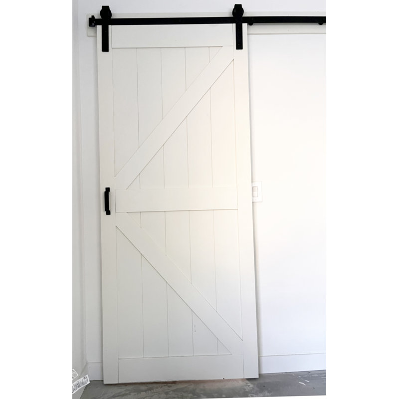 Panelled Wood Sliding Barn Door with Installation Hardware Kit