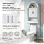 Armoire de rangement arquée au-dessus de la toilette avec 2 portes coulissantes et tablette réglable anti-basculement, blanc-130624471
