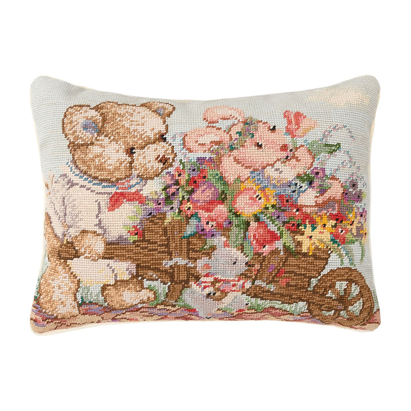 Bear And Rabbit Needlepoint Pillow