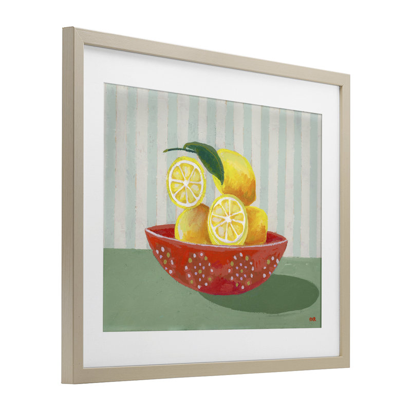 Ensembles ensoleillés de citrons rouges dans un bol rouge, impression de Rachael Reese, 13 x 16