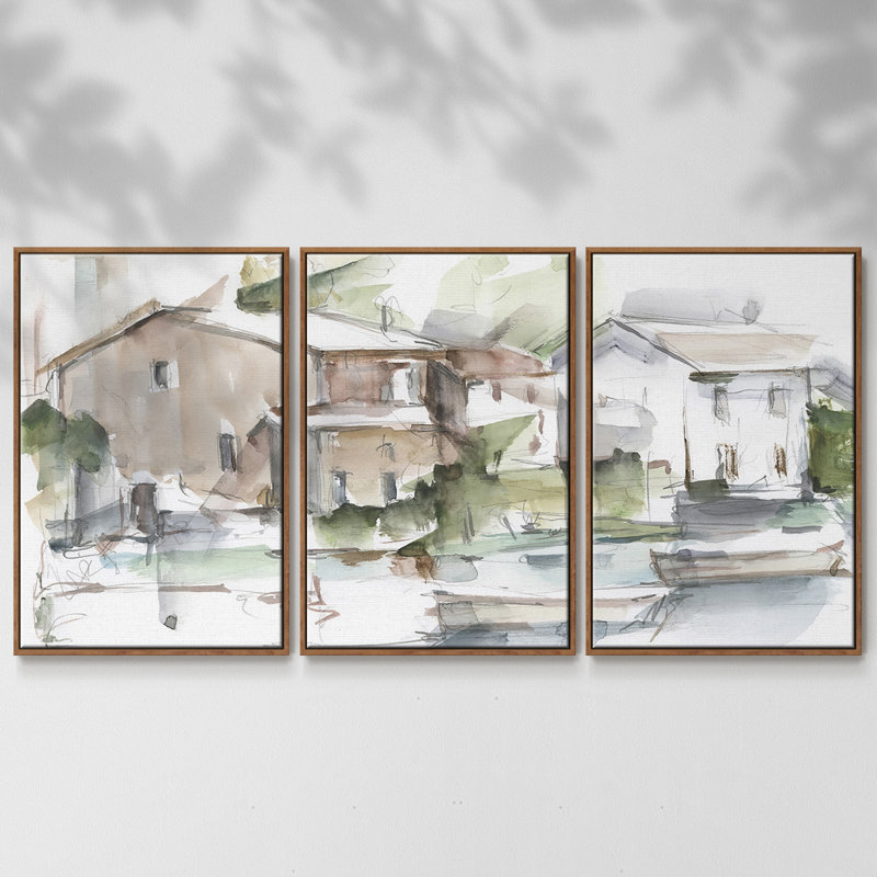 Serene Lakefront I 3 pièces, H 36 po x l 75 po x P 2 po, Noyer