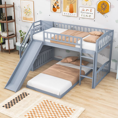 Convertible Stairway Twin-Over-Twin Bunk Bed With Slide And Ladder