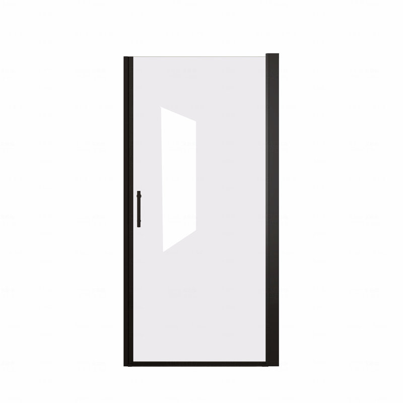Shower Door  - Matte Black Aluminum Frame Material, Half Frame,1/4"(6Mm) Tempered Glass Explosion Proof Film,Stainless Steel Handle