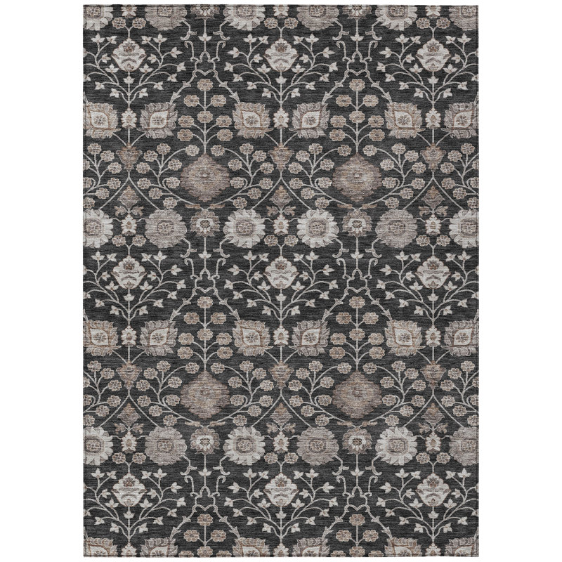 Tapis noir intérieur / extérieur lavable à la machine Cicel ACN1155, Rectangle 2 pi 6 po x 3 pi 10 po