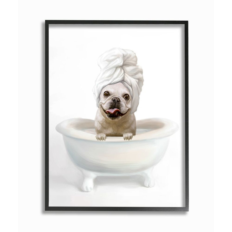 «Bathroom Relaxation House Pet Terrier Claw Bath Design» par Ziwei Li, impression, Giclée encadrée noir minuit