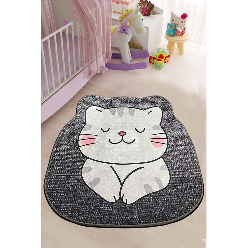 Antibacterial Non-Slip Round Carpet, 55.1 in Diameter, 100% Polyester, 0.4 in Pile Height | Machine Washable, Easy Care, 700 g/m² | Perfect for Living Room, Bedroom & Playroom | Durable & Stylish Design