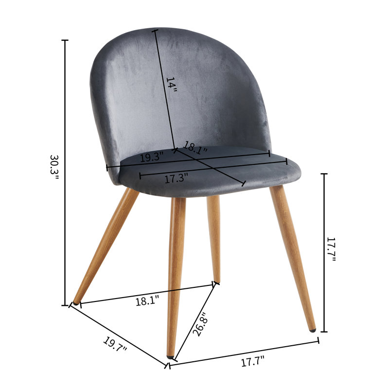 Chaise d'appoint rembourrée en velours Eurania, Gris