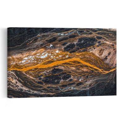 Golden River Landscape Abstract Organic Vibrant Landscape Nature Wall Art Print