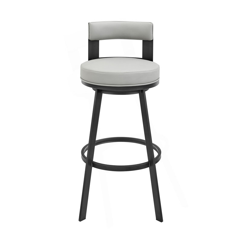 Tabouret tournant 30 "en métal avec similicuir, Siège gris / structure noire