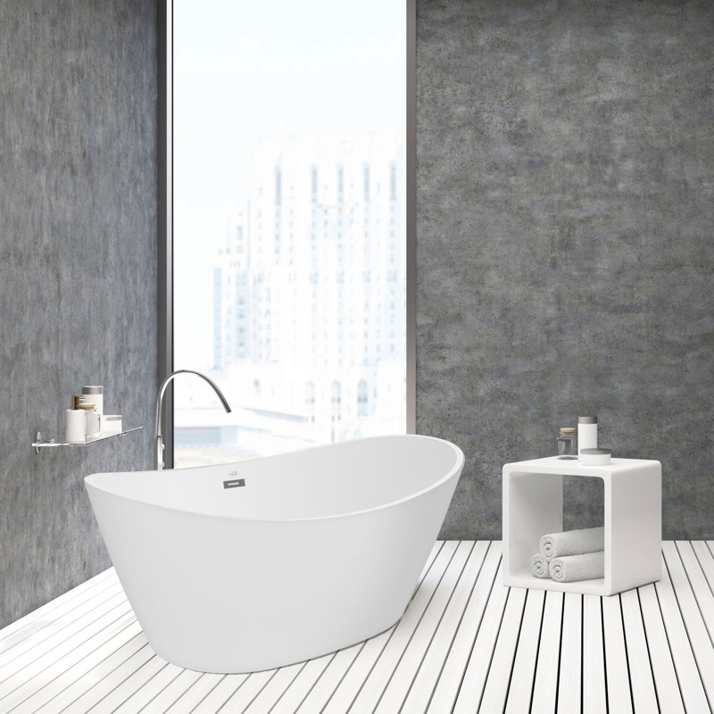 59'' x 30'' Freestanding Soaking Plastic / Acrylic Bathtub