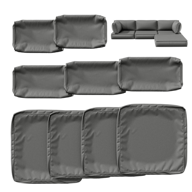 9 Pcs Outdoor Cushion Slipcovers All-Weather Patio Cushion Covers For Outdoor Furniture, Covers Only, Gray