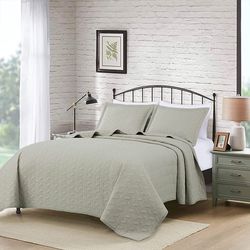 Solid Color Cotton Quilt Cotton Quilt, Natural, Queen Quilt + 2 Standard Shams