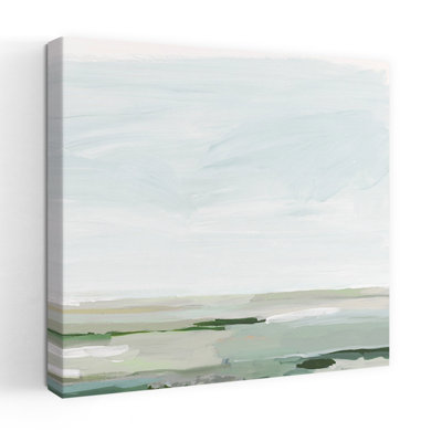 «Calm Horizons Over Quiet Fields», art mural abstrait côtier