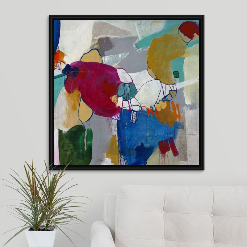 « voodoo vision », peinture sur toile, H 17,7 po x l 17,7 po x P 1,75 po, Cadre flottant noir
