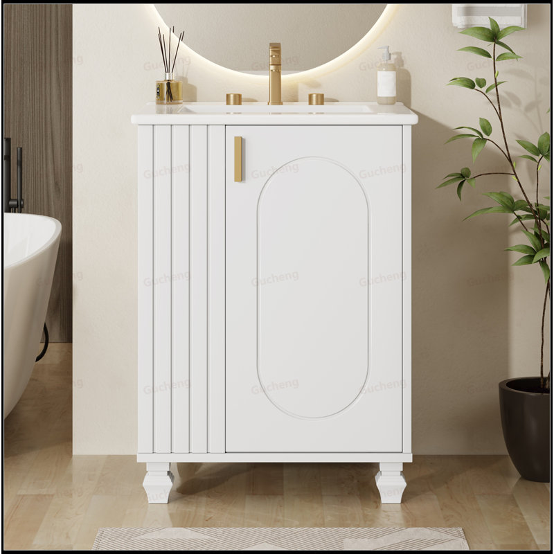 Meuble-lavabo 24 po avec rangement latéral ouvert, Blanc