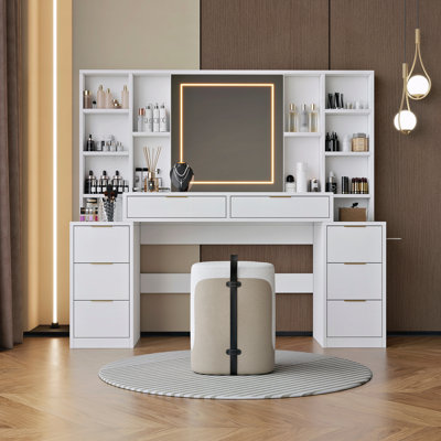 Makeup Vanity Desk with Mirror and Lights