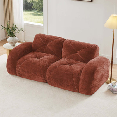 2-Seater Tufted Sofa Couches With Boneless Sofa
