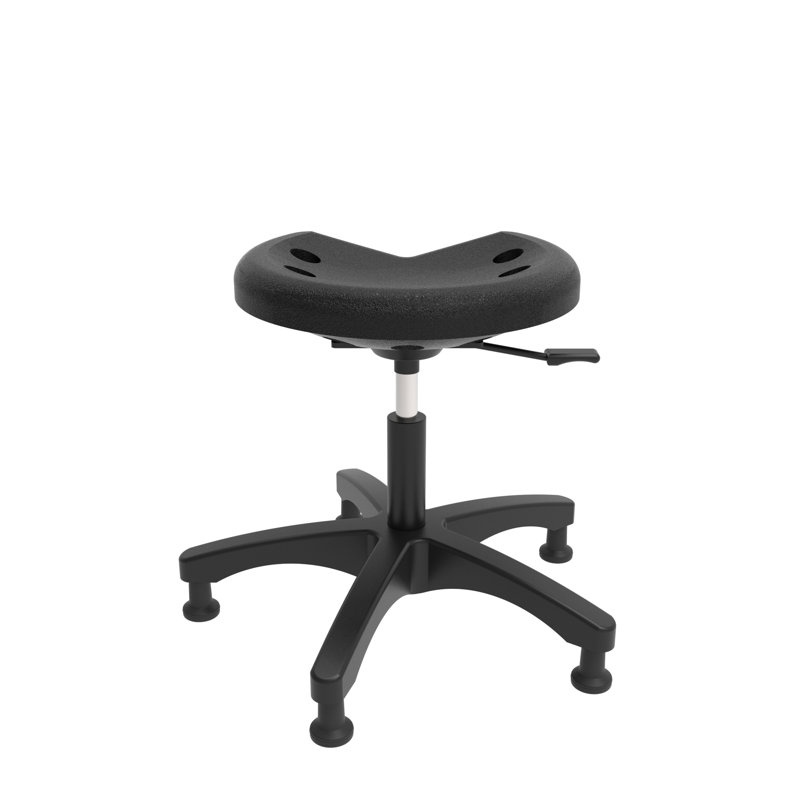 Tabouret de laboratoire, H 16,5 po x l 25 po x P 25 po, Noir, noir, noir, noir