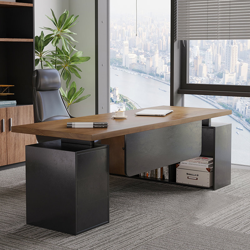 Bureaux rectangulaires en bois massif noyer, Left Hand Return, 29.53" H x 62.99" W x 27.56" D