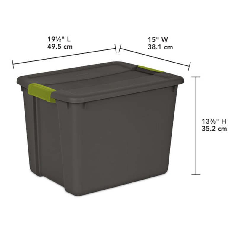 Sterilite Versatile Rectangular Latch Tote with Handles, Gray, 48 Quart, 6-Pack